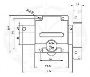 Замок накладний ROM 3X креслення розміри