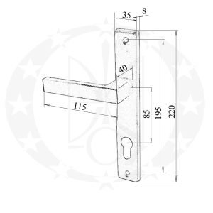 Ручка Квадратна 85 PZ антарцит 32мм креслення розміри