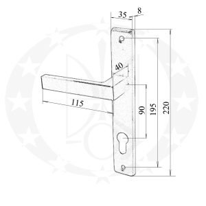 Ручка Квадратна 90 PZ антрацит 32 мм креслення розміри