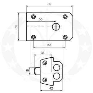 Замок накладний ГОЛЕОЛ ЗН-5 креслення розміри