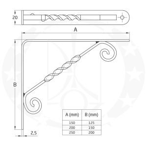 Кронштейн AMIG mod.11 (8838) чорний 200 х 150