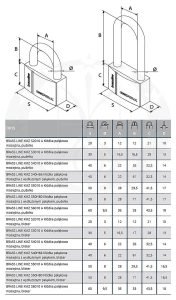 Навісний замок GERDA KMZ4010A S-40 (система одного ключа A404) креслення розміри