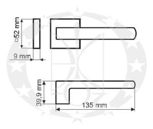 Ручка GAMET UNICO DH-40-22-06-KW-A розета креслення розміри
