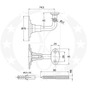 Кронштейн поруччя AMIG mod.22 (6474) золото античне