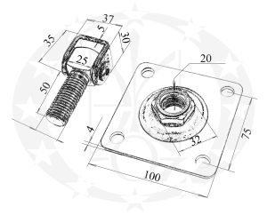 Завіс брамовий M20 вкручуваний креслення розміри
