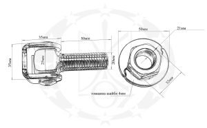 Завіс брамовий M20 приварний креслення розміри
