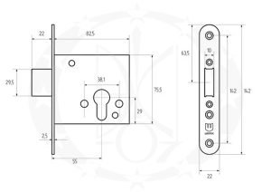 Замок ШЕРЛОК 05.755-ZNT креслення розміри
